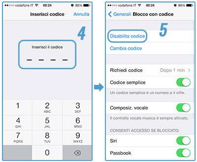 Togliere codice iPhone – Alternativa 2 (Touch ID)