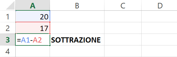 sottrarre-in-excel